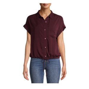 No Boundaries Juniors' Button Front Cinched Blouse